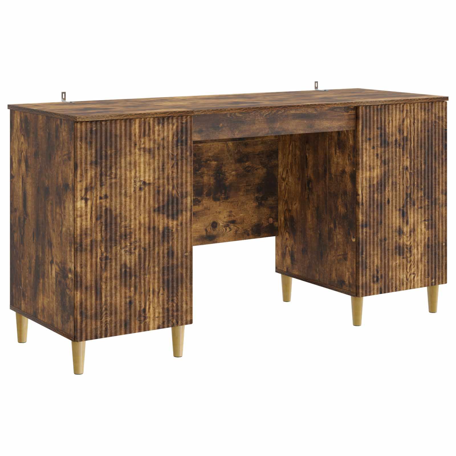 Bureau en chêne fumé peu encombrant table informatique ergonomique gain de place