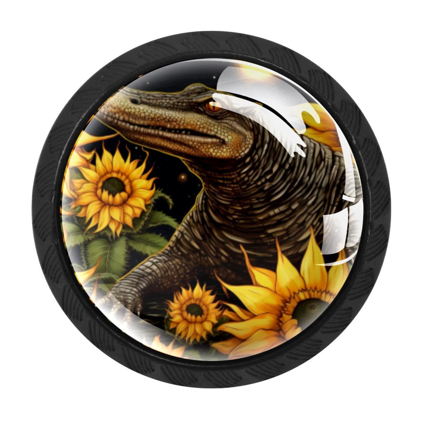 CHENZZZZ 4 Pack Crocodile Starry Sunflower Kitchen Cabinet Knobs Drawer Knobs Door Dresser Handles for Personalized Gifts Great for Any Occasion