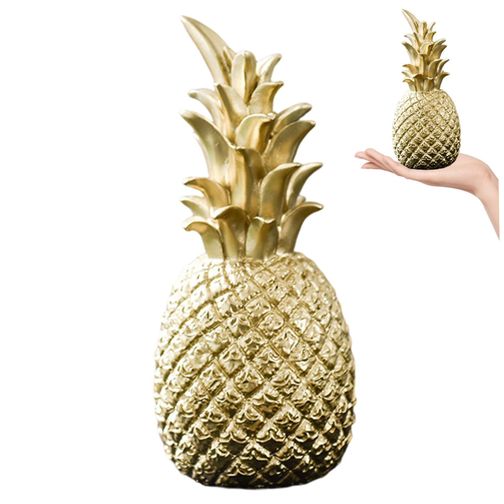 Ginwrek Pineapples Ornament Gold Pineapple Decor, Realistic Pineapple House Ornaments Resin Fruit Figurine for Tabletop Office Decoration