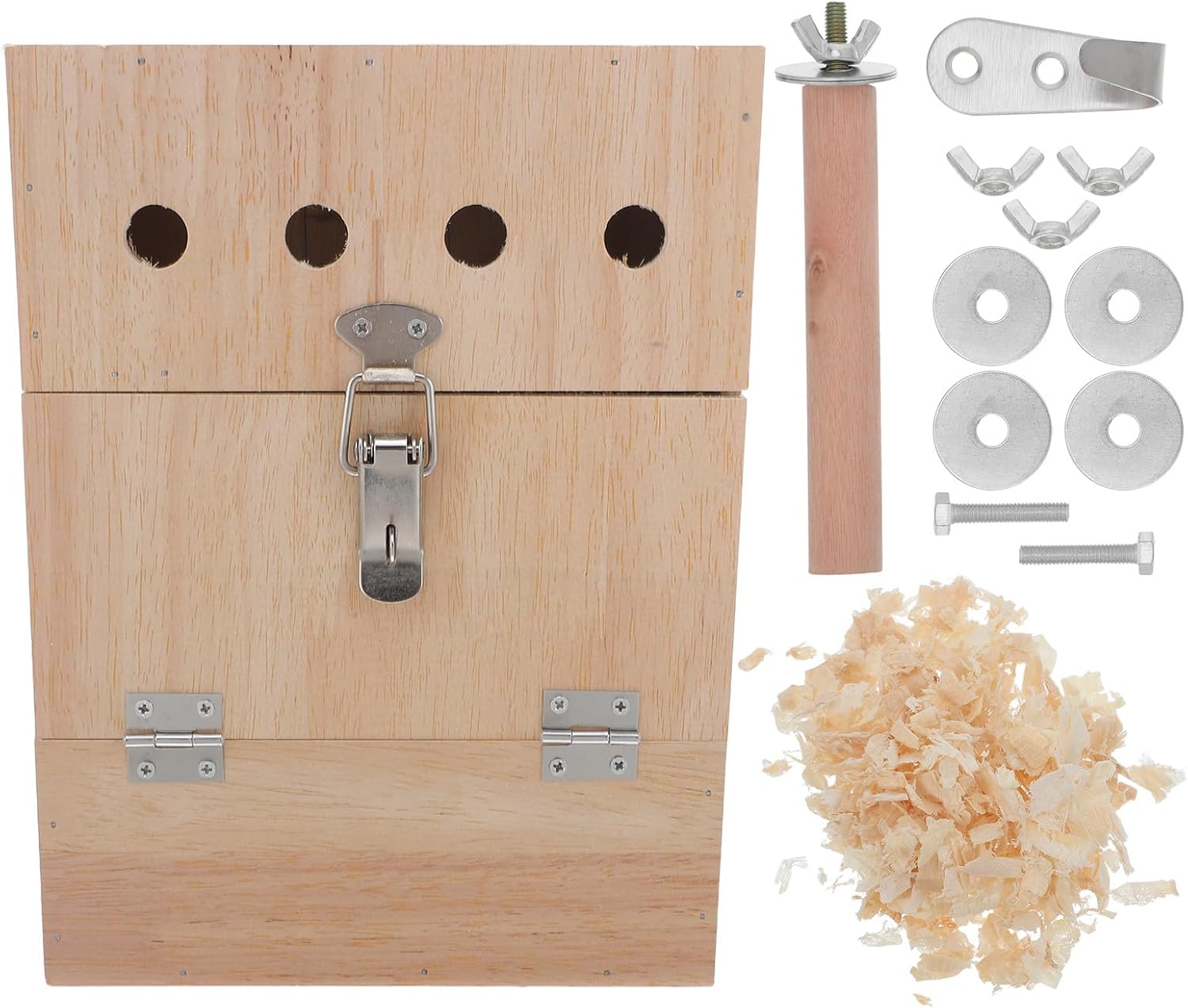 Parakeet Nesting Box Solid Wood Design, Breathable Bird Nest Breeding Box with Hasp, Wood Bird Cage House for Cockatiel Lovebirds Budgie Finch Canary