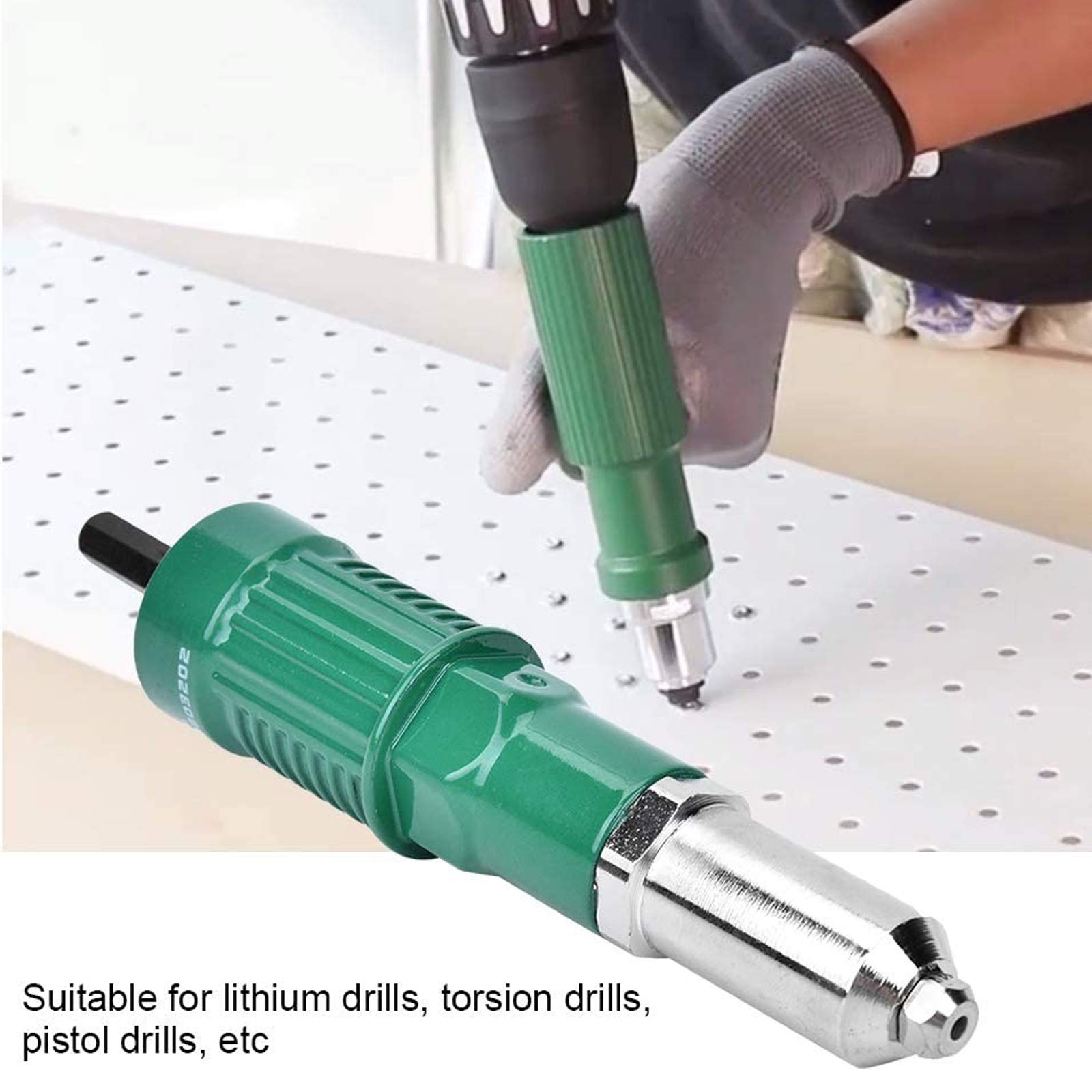 Adapter do nitów,Wiertarka elektryczna Narzędzie ręczne Pistolet do nitowania nakrętek,Adapter do nitonakrętek z chwytem sześciokątnym,Średnica nitu 2,4-4,8 mm