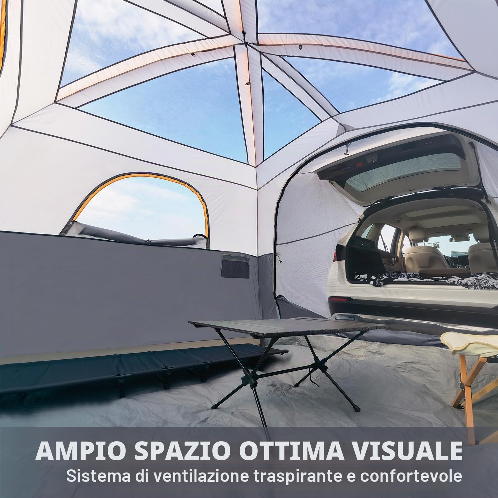 UNP Tenda da campeggio per SUV, tenda da campeggio per auto per 5-6 persone, tenda per portellone posteriore per SUV, tenda per esterni, facile da montare 3 x 2,7 x 2 m