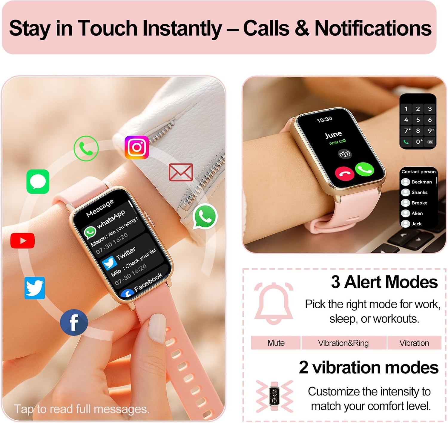 Fitness Tracker (Answer/Make Calls), Smart Watch for Women, with 1.47″ AMOLED Always-On Display, 24/7 Heart Rate, Sleep Tracking, 110+ Sport Modes, Waterproof, Compatible for Android Phone image 2