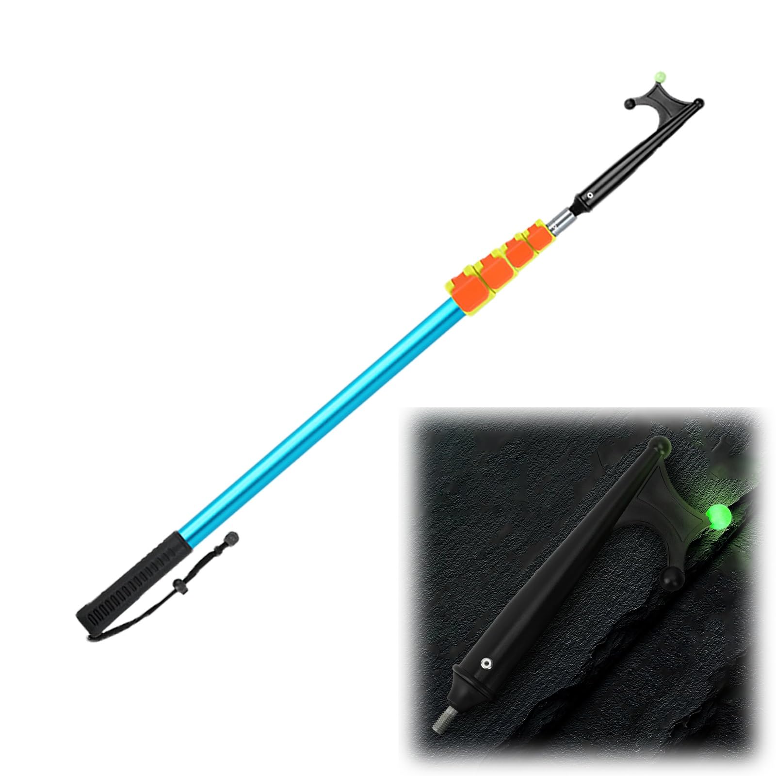 DJPHOFS Extendable Boating Poles with Luminous Bead, Boat Hook for Docking with Telescoping Extension Pole, Aluminum Floating Boat Hook Extending Pole(3.3–7.9ft (1–2.4m))