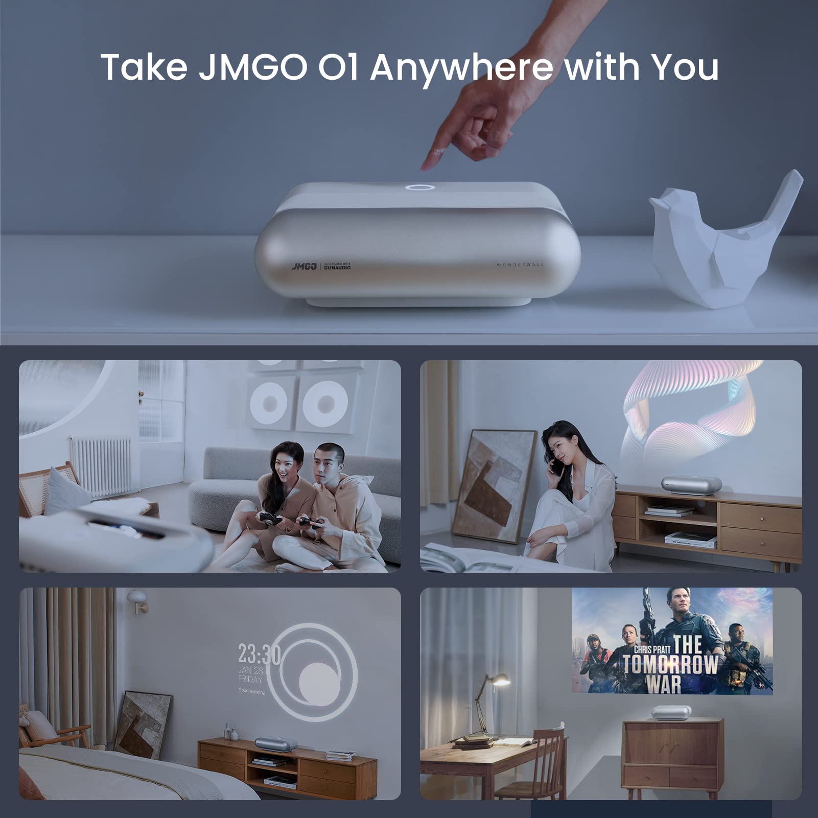 JMGO O1 4K Ultra Short Throw Projector Home Theatre Projector, Outdoor
