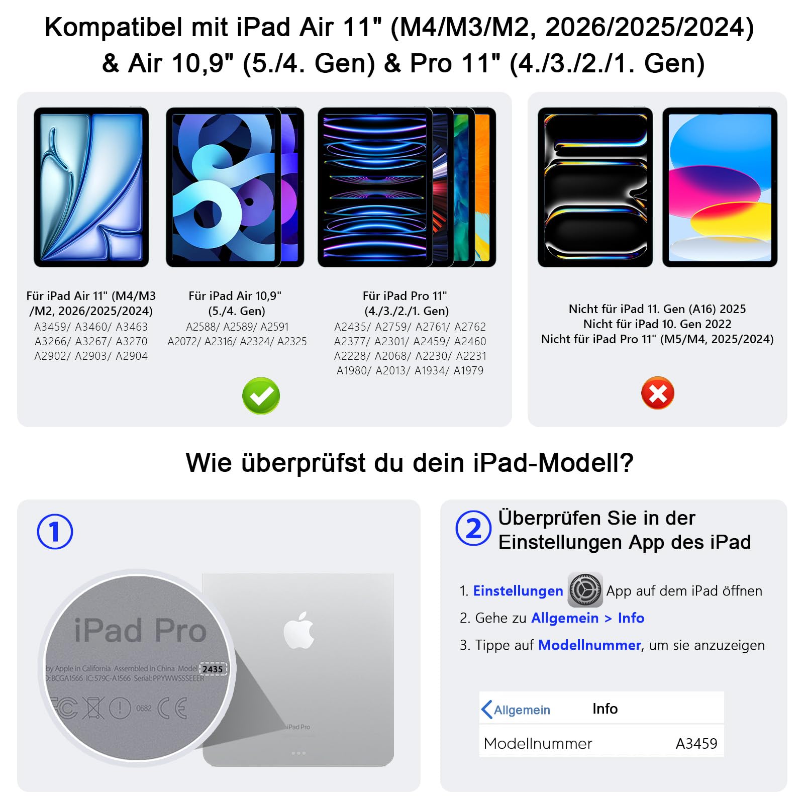 RAYMCRAFT für iPad Air 11 Zoll (M4/M3/M2) & iPad Pro 11 Zoll (4./3./2./1. Gen.) Hülle mit Tastatur, Magic Keyboard für iPad Air 5./4. Gen, 11-Farbig Beleuchtung, Smart Trackpad, Stifthalter, Stahlblau