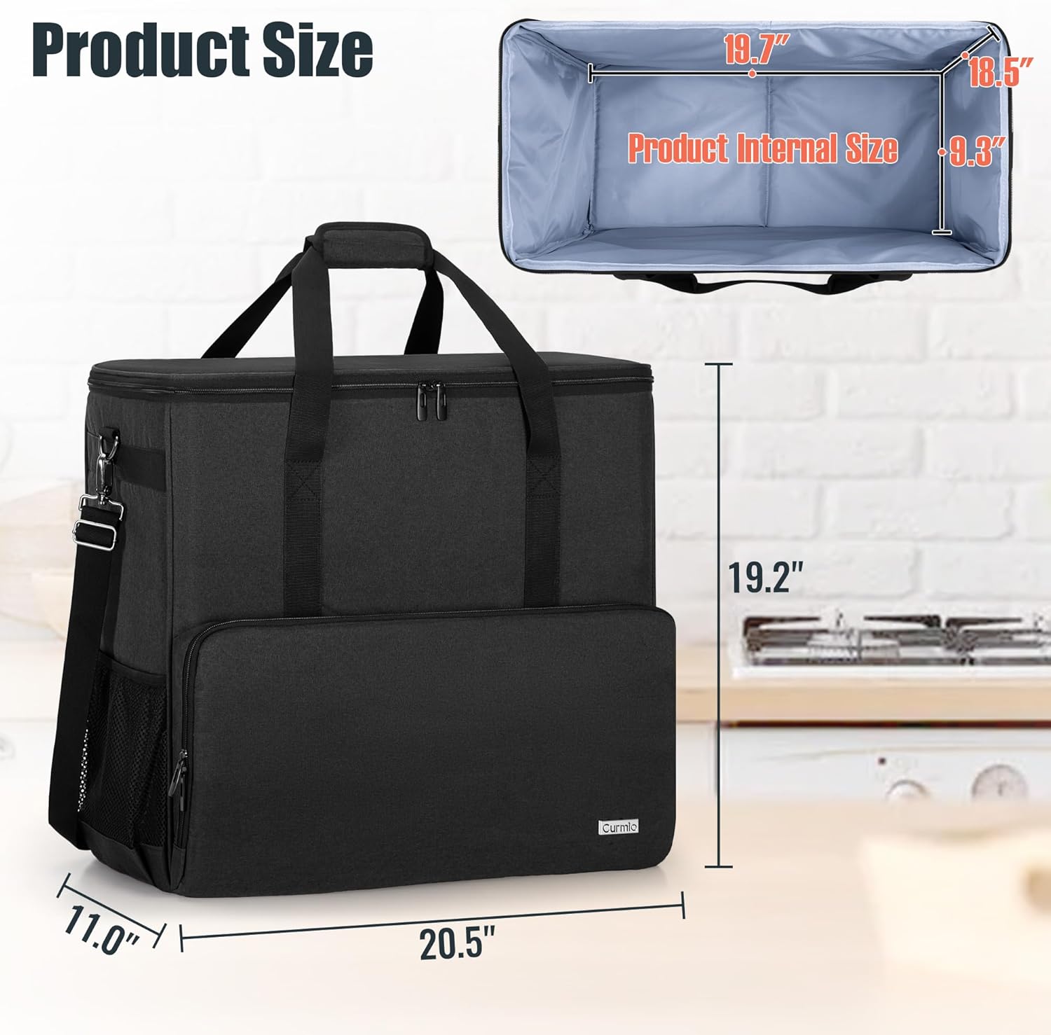 CURMIO Carrying Case Compatible with Ninja SLUSHi Max Machine FS605 Series, Smart Frozen Drink Maker Travel Bag with Bottom Board and Shoulder Strap, Black