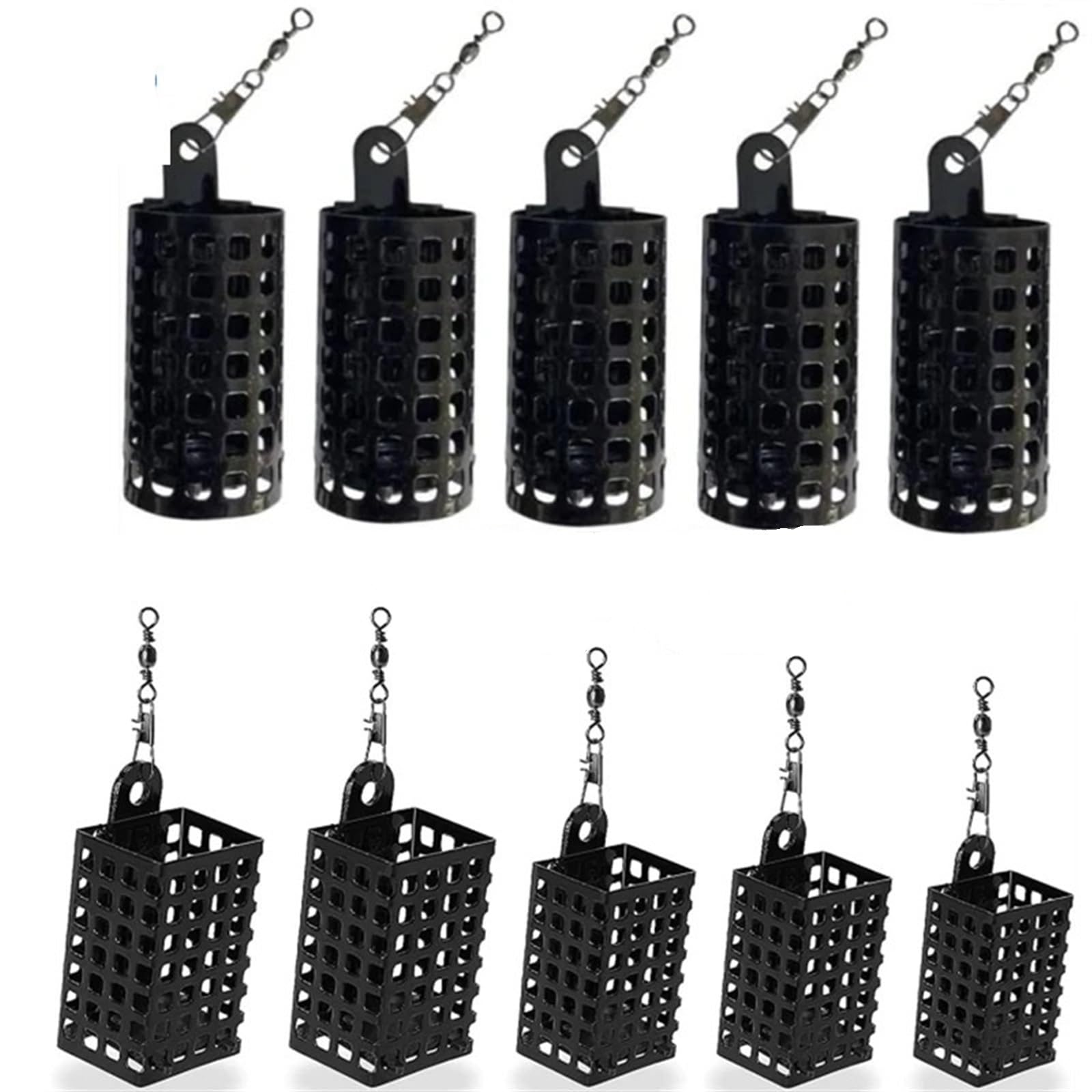 Angeln Köder Käfig 10 STÜCKE Angelgerät Feeder Käfig Rund Quadratisch for Karpfen Grob Spiel Barbel Metall Feeder Feeder Korb Käfig Angelköder Käfig(10PCS Round-60g)