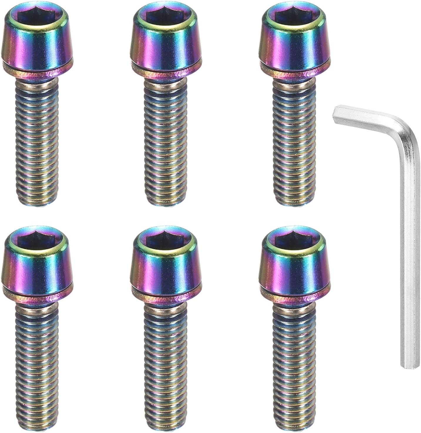 sourcing map Bike Disc Brake Caliper Bolt Hex Bicycle MTB Adapter Screws Bolt with 4mm Hexagon Wrench for Mountain Bike BMX
