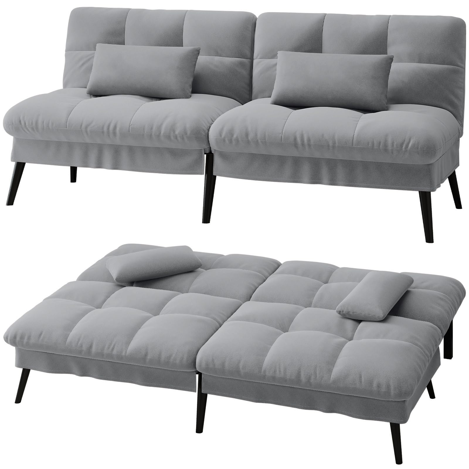 LUCKRACER Sofa Bed Fabric 2 Seater Click Clack Sofa Bed 5-Gear Back Angle Adjustable Futon Sofa Recliner Lounge for Living Room Bedroom — image 1