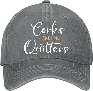Corks are for Quitters Hats for Womens Funny Washed Distressed Baseball Caps