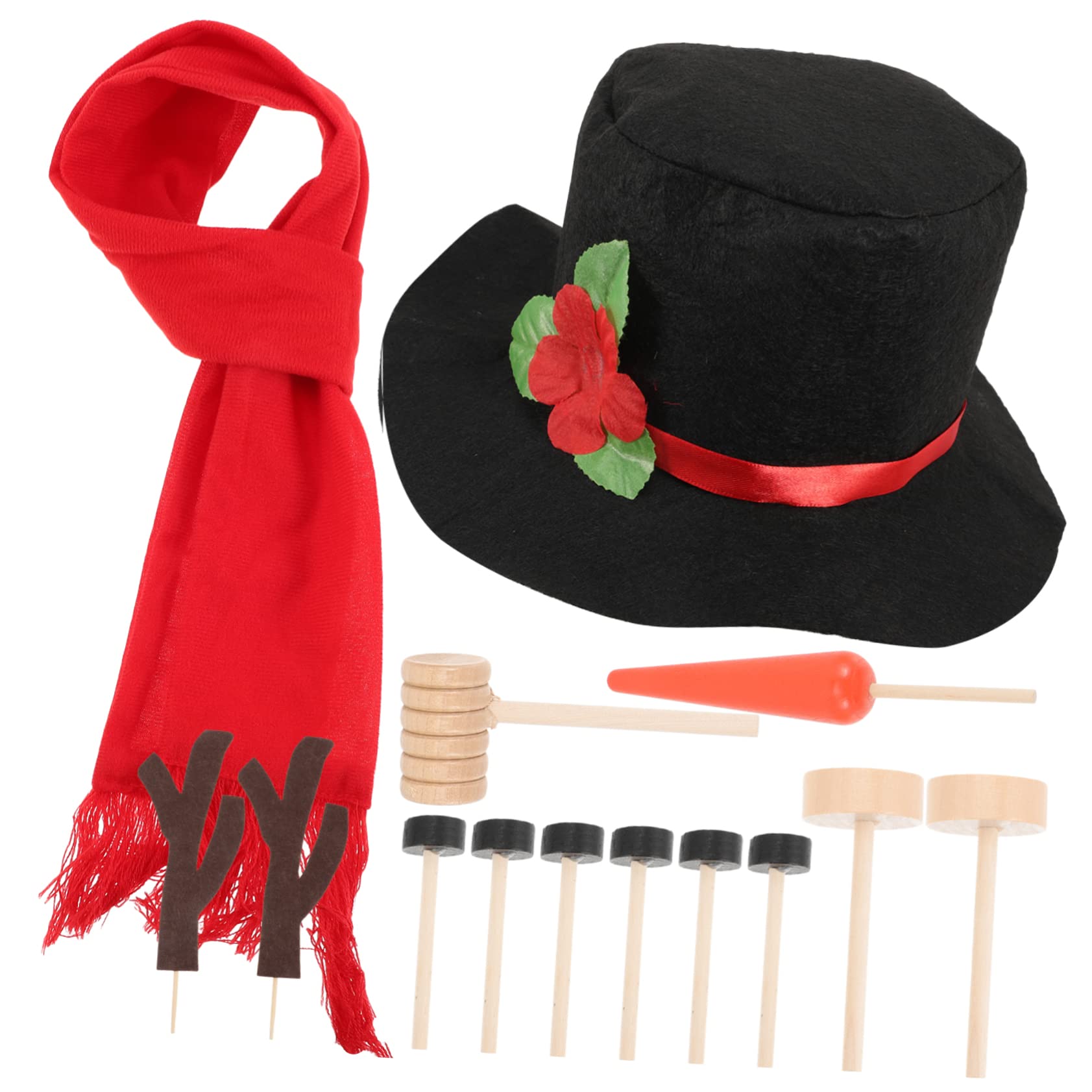 IMIKEYA 2 Sätze Schneemann Verkleiden Sich Weihnachtsschneemann Requisiten Schneemann-karottennase Bauen Sie Ihren Schneemann-bausatz Schneemann-kleidungszubehör Schneemann-schal Polyester