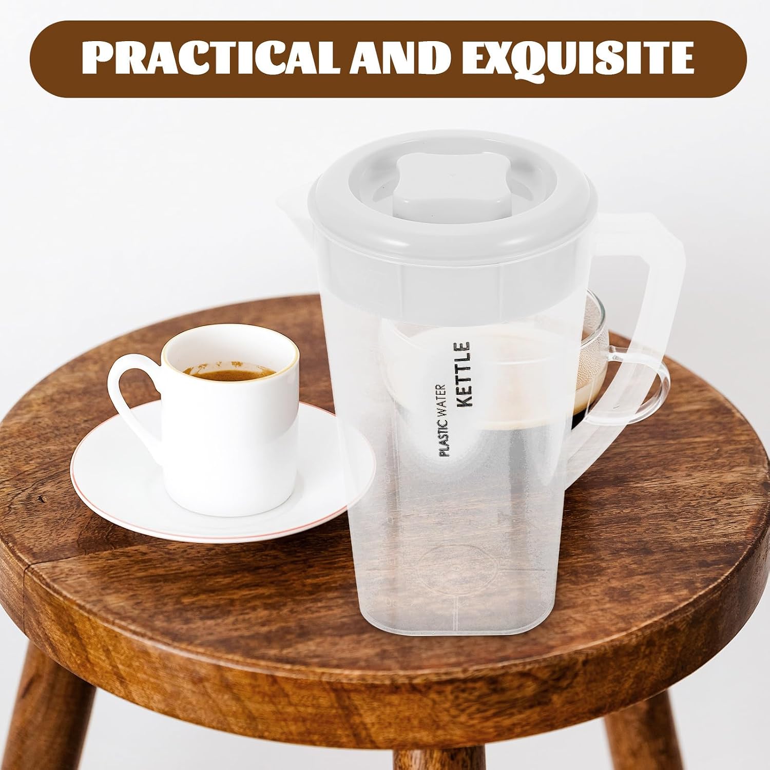 VALICLUD Ice Tea Pitcher with Lid 2200ml White High Temperature Resistant Cold Water Jug with Tea Infuser Large Capacity Beverage Pitcher for Fridge and Outdoor Use