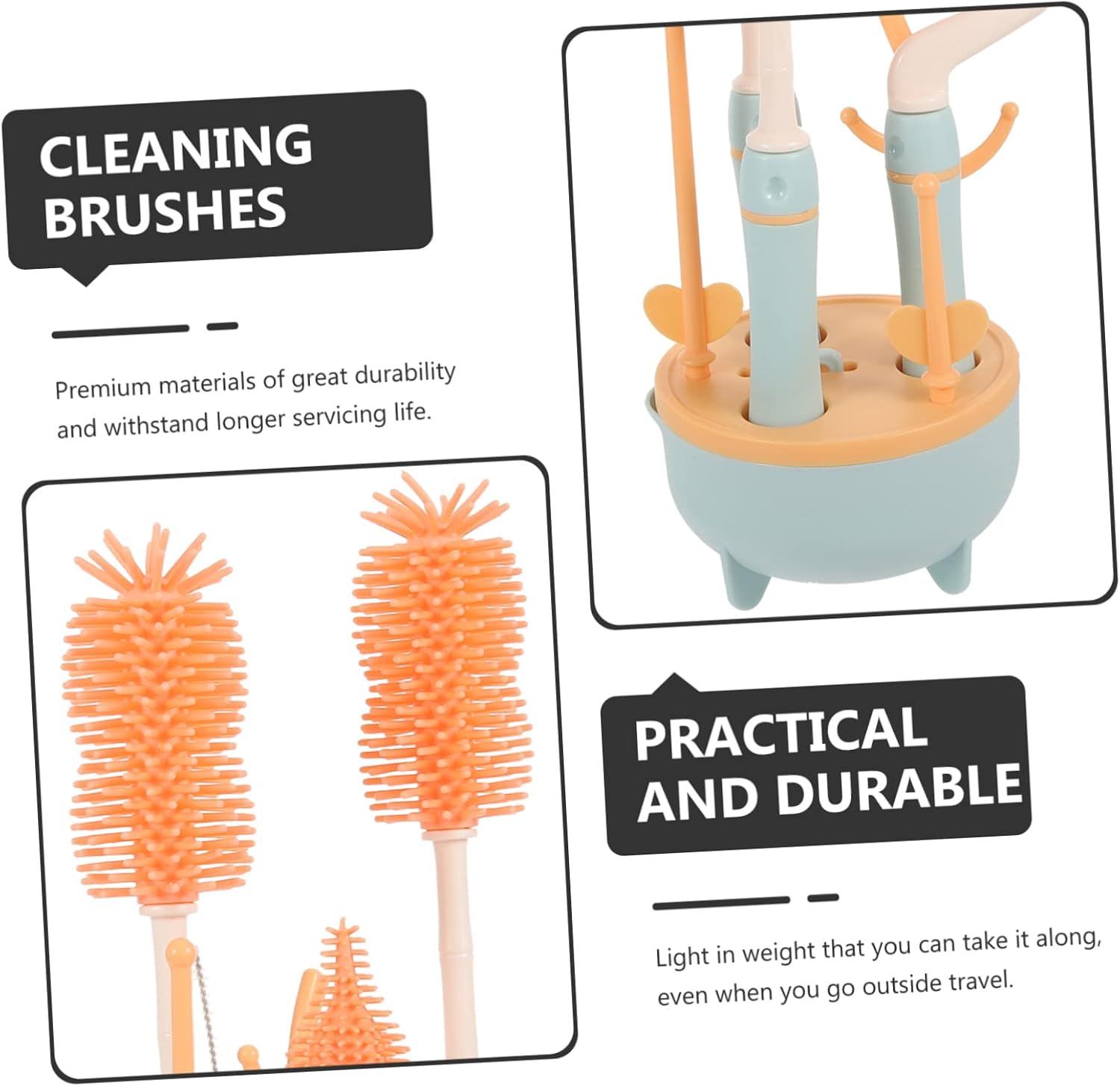 Bottle Brush Set with Stand, Deep Cleaning for Wine Bottles