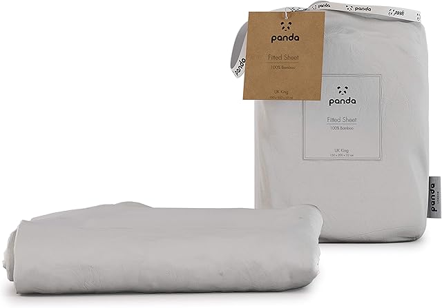 Panda 100% Bamboo Fitted Sheet (Pure White, UK King: 150 x 200 + 32 cm)
