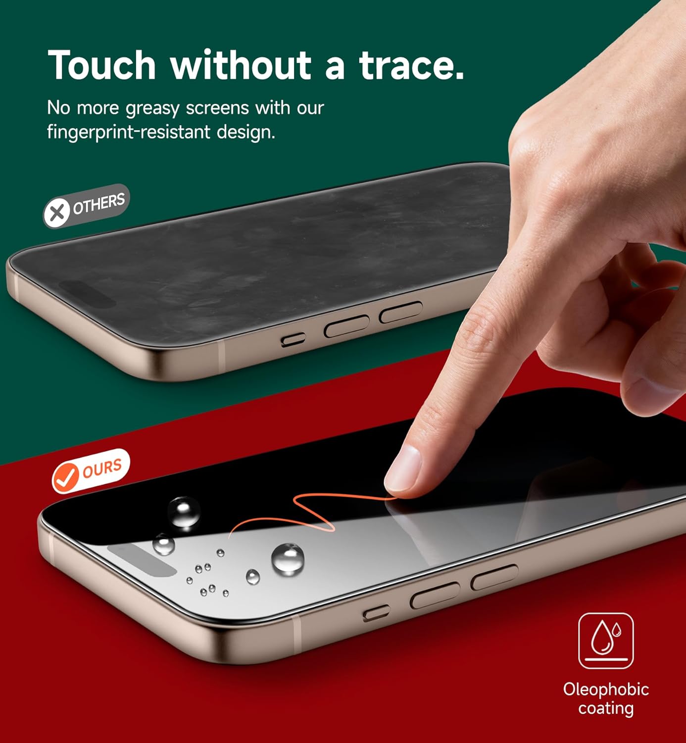 SURITCH 2-Pack for iPhone 16 Pro Max Tempered Glass Screen Protector, 9H+ Hardness, HD Clear, Fingerprint Resistant, Military-grade Shatterproof Glass Film with Installation Tool for Christmas