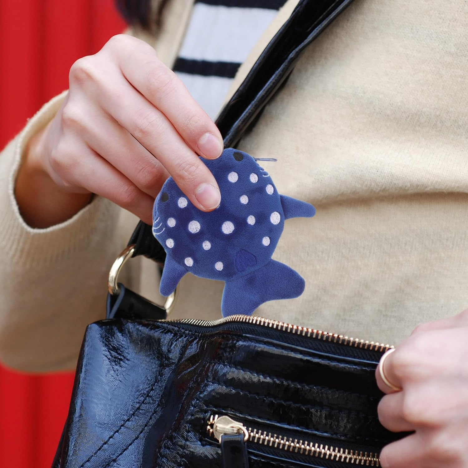 2PCS Sea Animal Coin Purse - Cute Kawaii Wallet - Small Zipper Pouch for Credit Cards Lipstick - Novelty Plush Bag Charm for Handbags Totes Keys
