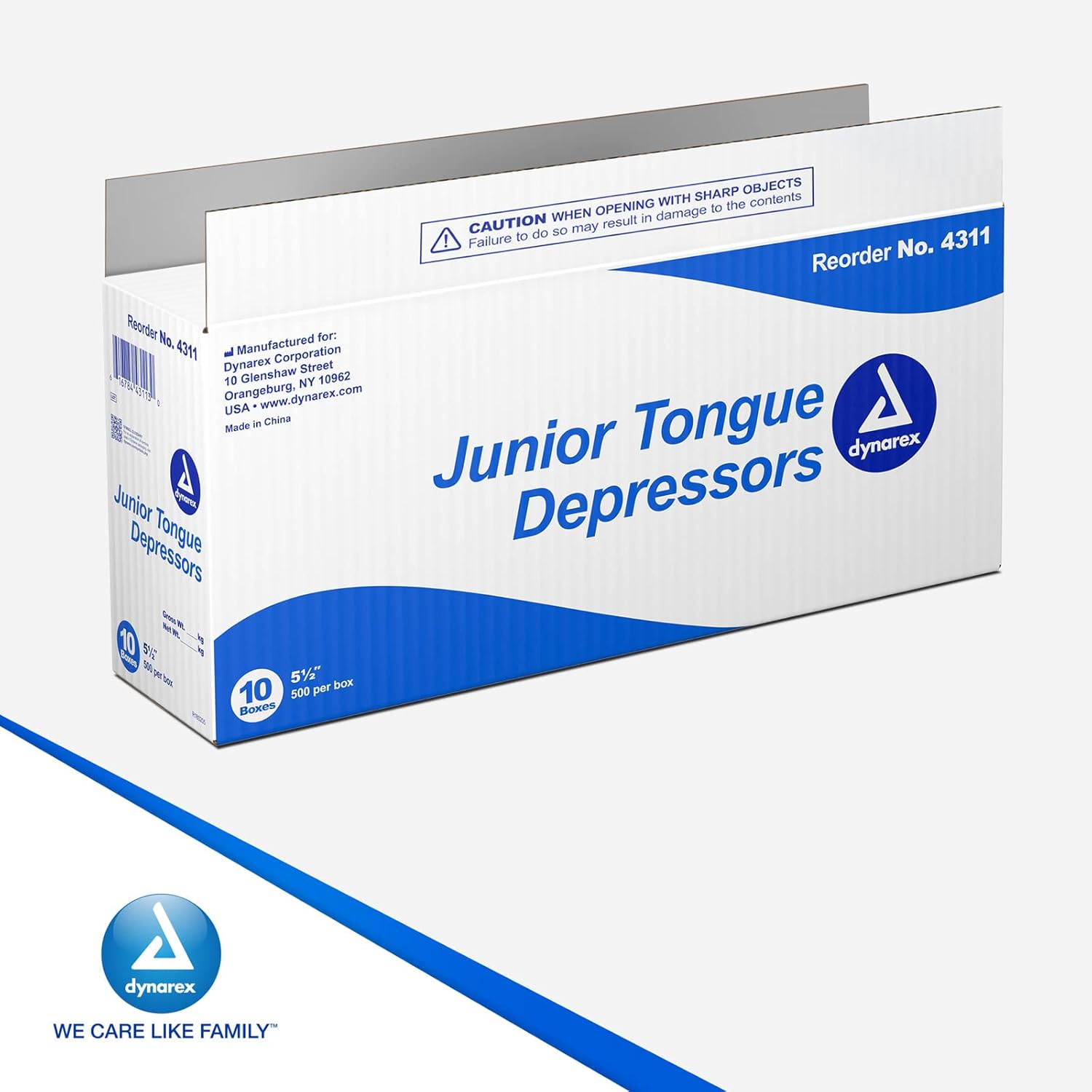 Dynarex Tongue Depressors Wood, Junior 5 ½", Non-Sterile, with Precision Cut and Polished Smooth Edges, for Medical Use and other Applications, 1 Case of 5000 Tongue Depressors, 5 ½" (10 Boxes of 500) : Industrial & Scientific