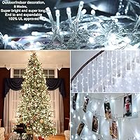 Vista 3 de Luces de árbol de Navidad – 320 LED de 114.8 ft de extremo a extremo 8 modos de enchufar en interiores y exteriores, impermeables, decorativas