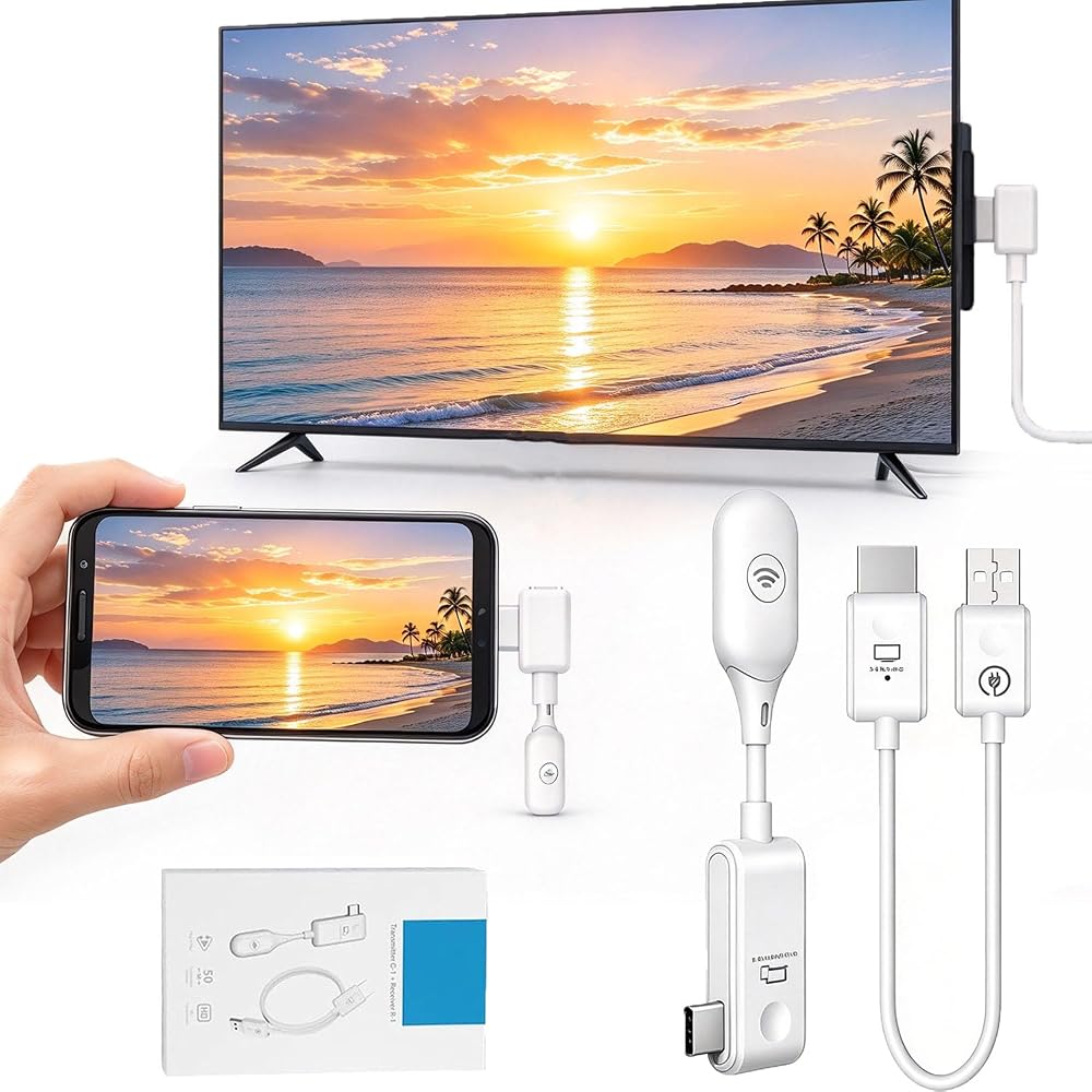 USB Wireless Projection Screen, Plug‑n‑play Wireless Projection Screen, Full HD 1080p Low Latency Screen Casting for Phone, Tablet, Laptop to TV, Monitor, Projector, No App & No Wi‑fi Required — 사진 1