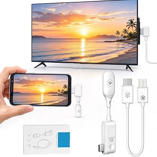 USB Wireless Projection Screen, Plug‑n‑play Wireless Projection Screen, Full HD 1080p Low Latency Screen Casting for Phone, Tablet, Laptop to TV, Monitor, Projector, No App & No Wi‑fi Required