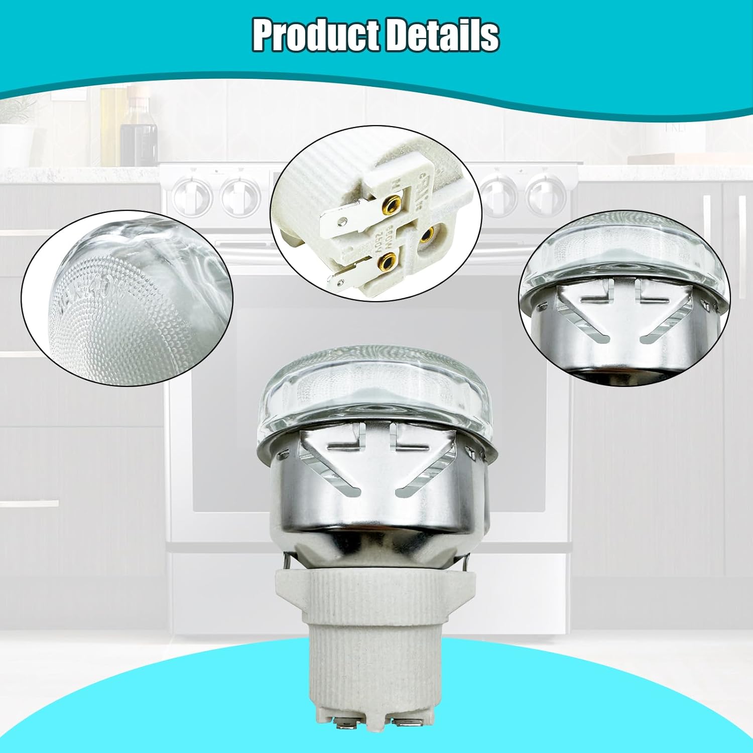 Range Oven Light Bulb with Cover Assembly DG97-00083A Replacement for Samsung Gas Electric Range Lamp Replaces AP4337073 2088062 PS4241698 EAP4241698