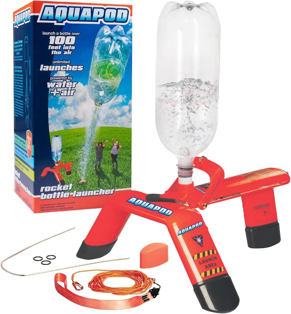 AquaPod The Original Rocket Bottle Launcher Kit - Launches Soda Bottles 100 Ft Up in The Air - Fun Educational STEM Gift - Great Science Toy & Outdoor Activity for Family - Summer Camp Activity Kit