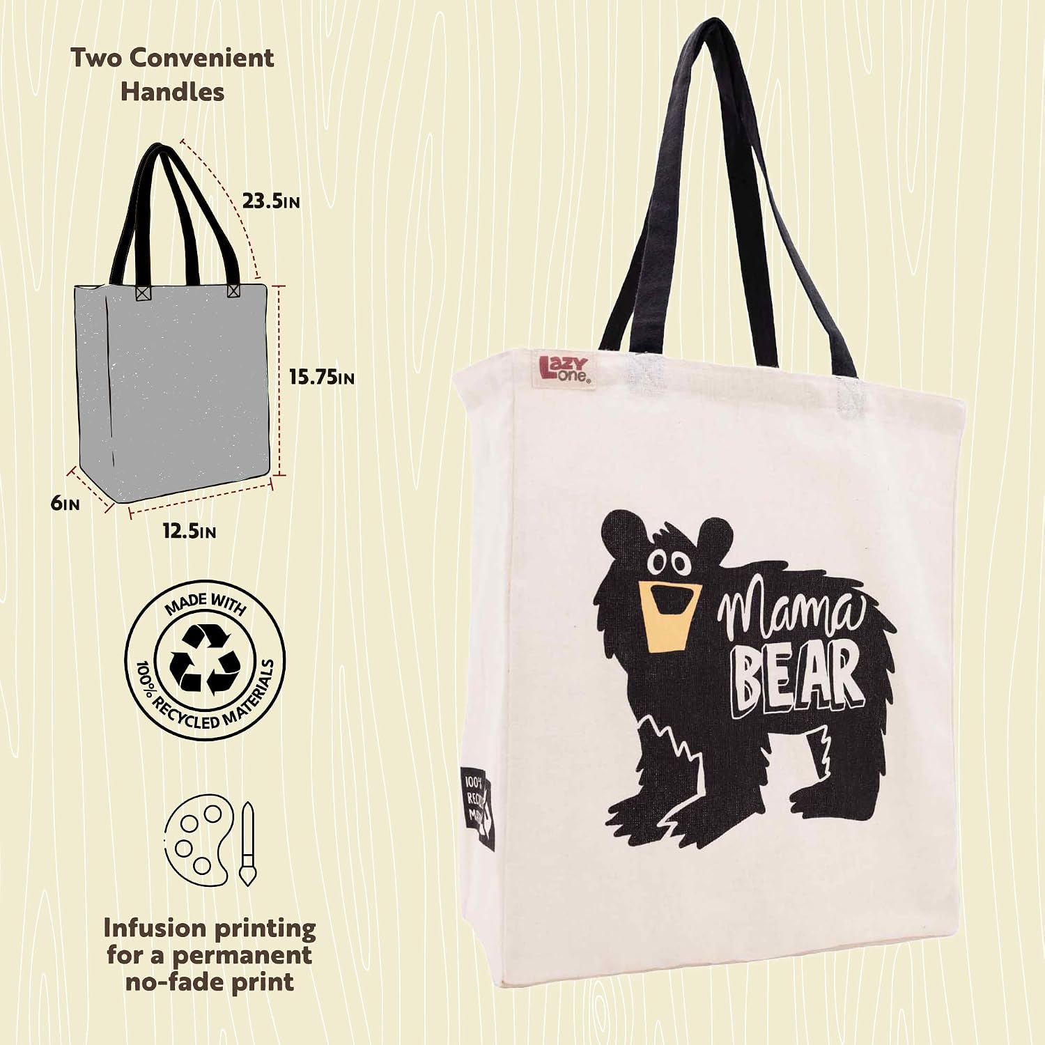 Lazy One Canvas Tote Bag, Novelty Tote Bag for Women and Men, Reusable Shopping Bags, Perfect for Shopping, Travel and Work