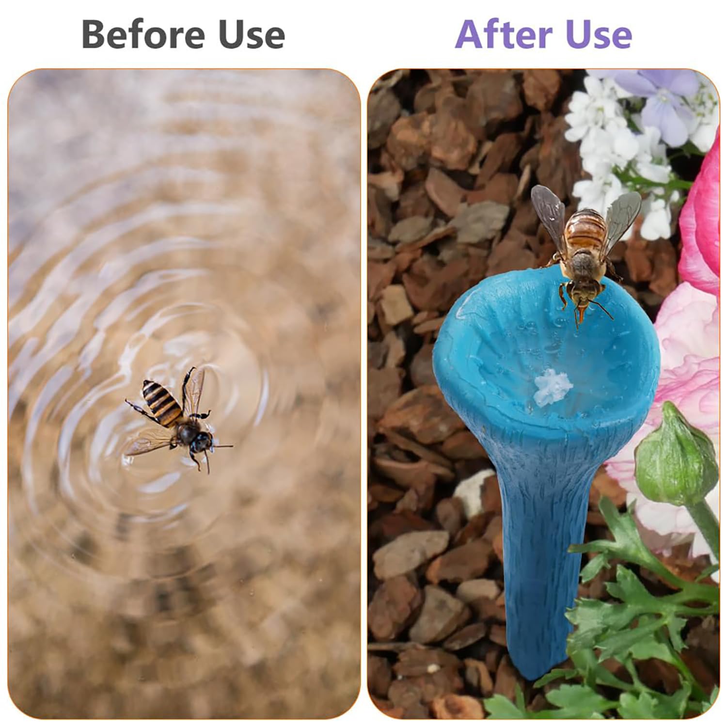 Vasos para Abejas,5 PCS Bebedero De Abejas para Jardín,Colorida Estación de Riego para Abejas con Bandeja de Madera,Comedero para Insectos para Abejas y Mariposas,Ideal para Polinizadores Sedientos