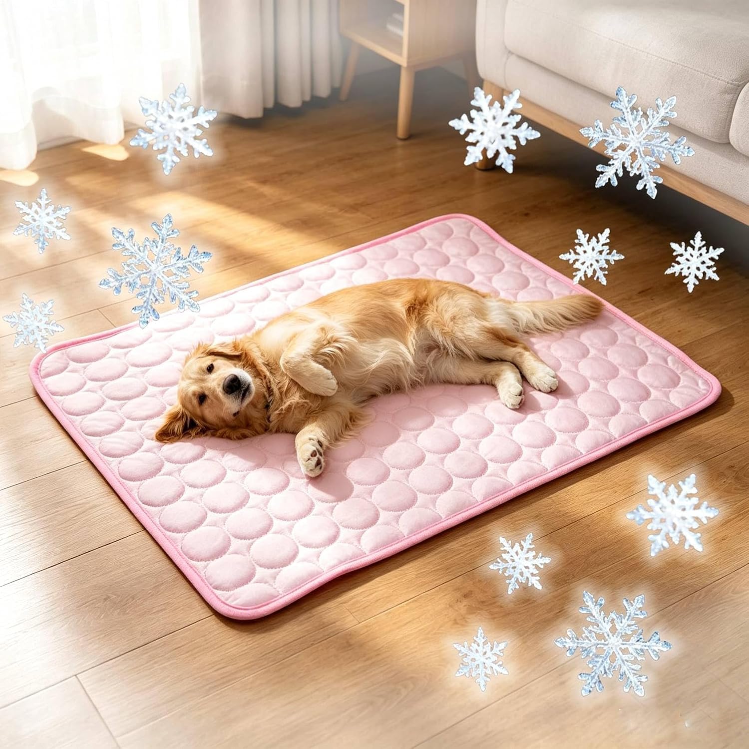 Self-Cooling Mat for Dogs and Cats, Thin Cooling Blanket Dog Summer Dog Mat Bed Cooling Blanket Non-Slip Cooling Pad Portable Washable Pet Cooling Mat for Home, Car, Travel (Pink, L) — image 1