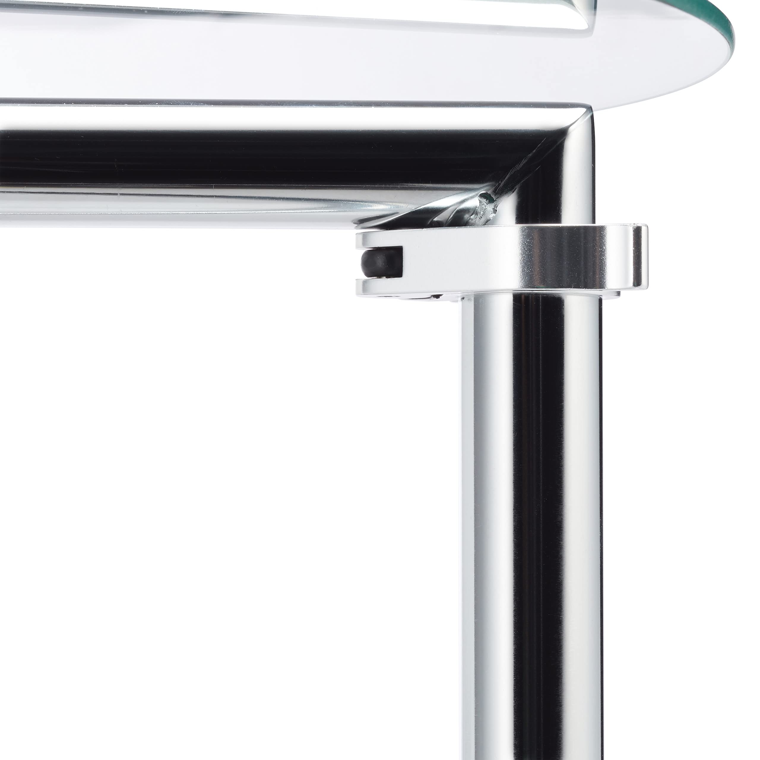 Relaxdays Tavolino Caffè Altezza Regolabile fino a 70 cm, Tavolo Piccolo per Salotto, Acciaio Cromato, Ripiano in Vetro, Ø 46 cm, Argento