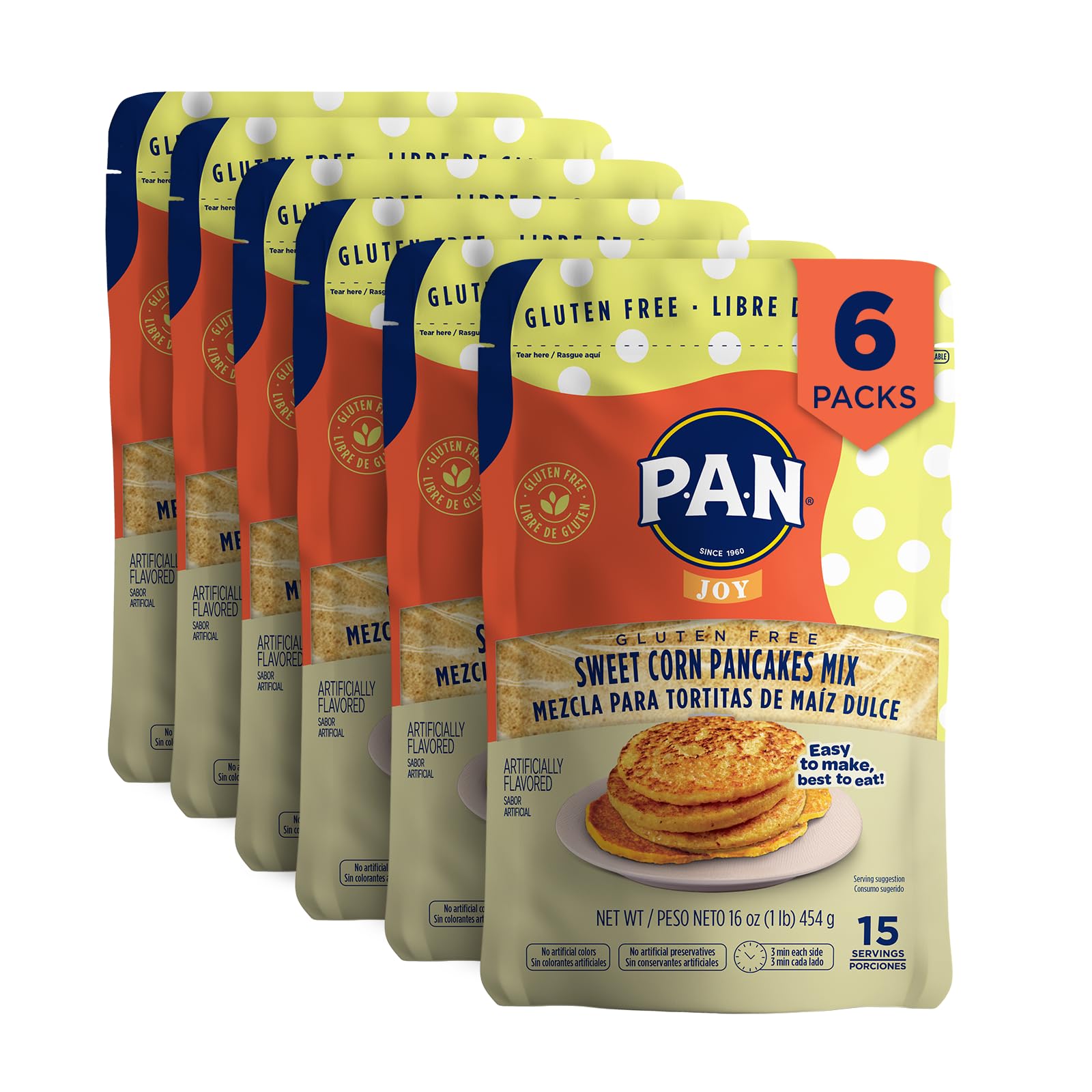 P.A.N Sweet Corn Pancakes Mix – Gluten Free Easy to Prepare 1 lb (Pack of 6)