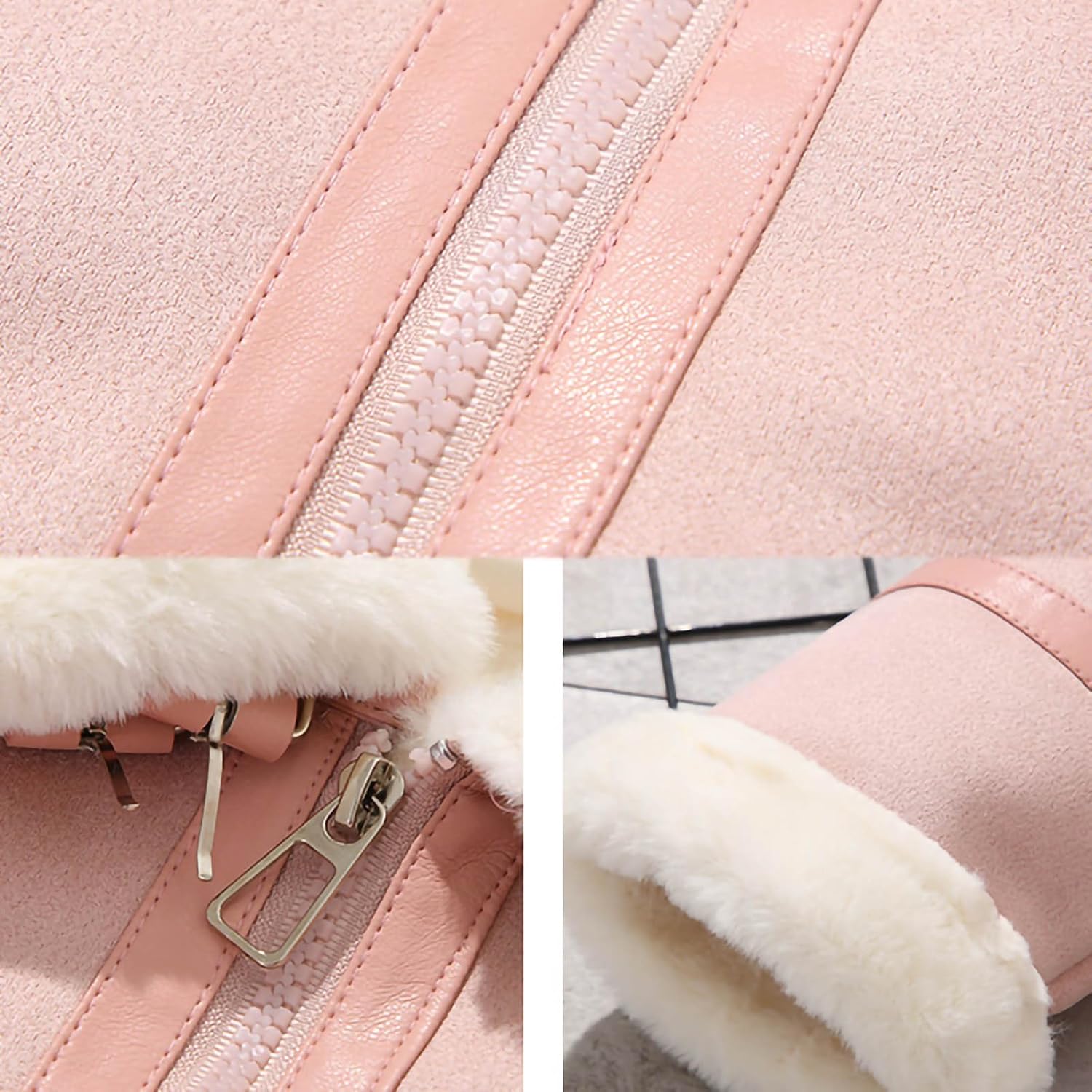 Girls Faux Suede Jacket Fleece Lined Winter Coats Kids Thicken Warm Sherpa Lined Outerwear 2-14 Years