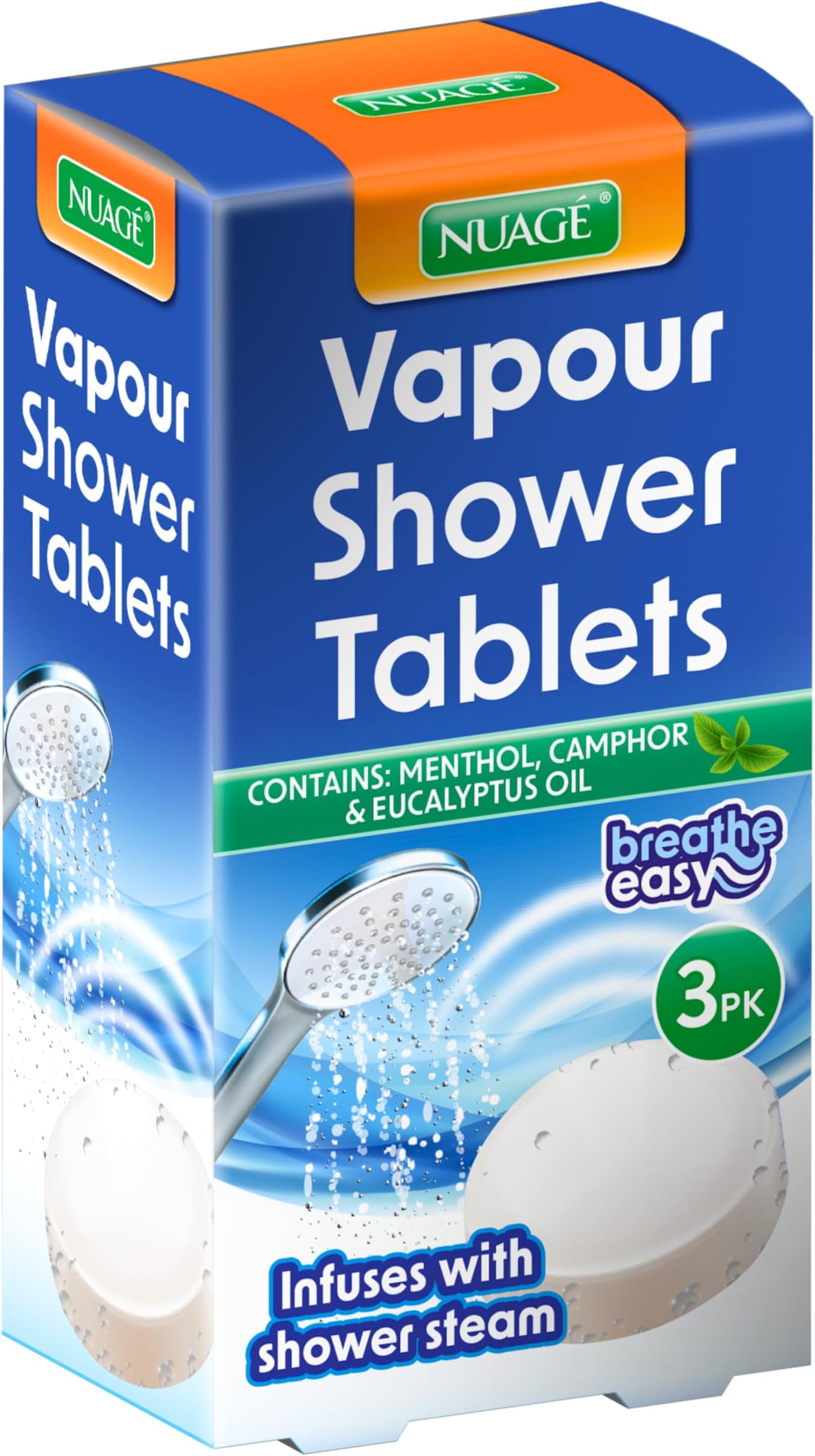 Nuage Vapour Shower Tablets - Breathe Easy with Every Shower | Contains Menthol & Eucalyptus Oil (3 Pack)