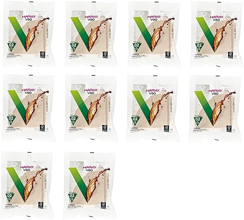 Hario 02 100 filtros de papel natural café 10 unidades, juego de 10 unidades (total de 1000 hojas) Hario
