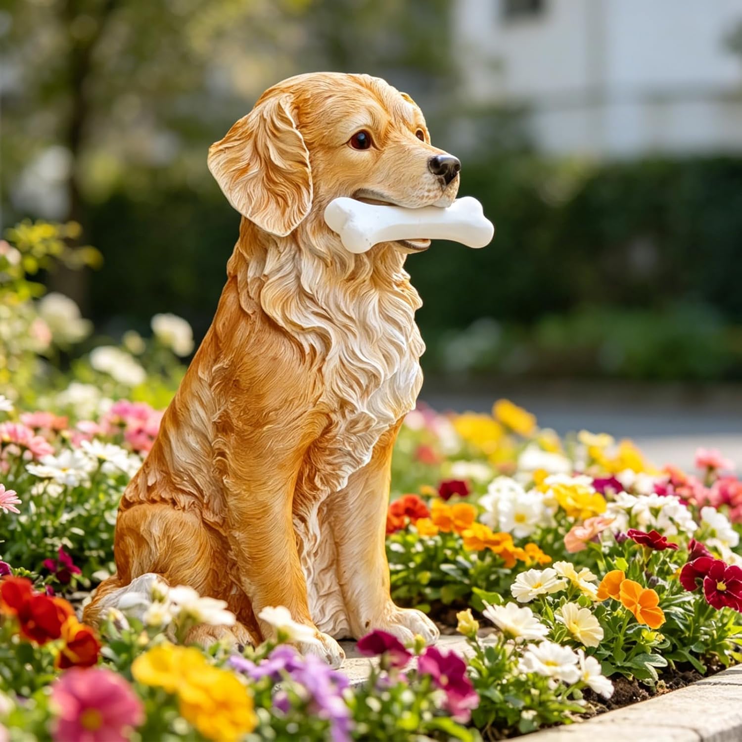 COWOS Solar Dog Statue with Glowing Bone, Golden Retriever Dog Statues for Outdoor Garden Decor, Weatherproof Dog Figurines and Pet Memorial Gift image 4