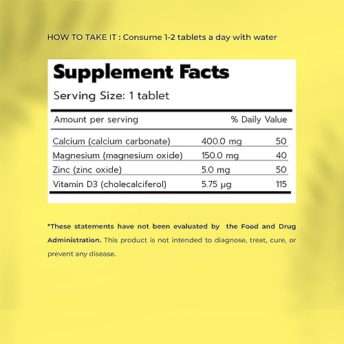 Miniatura 6 de Health Pyramid Calcio Magnesio Zinc con vitamina D3 Suplemento para huesos y dientes fuertes Cal Mag Zinc apoya la salud nerviosa y muscular 100