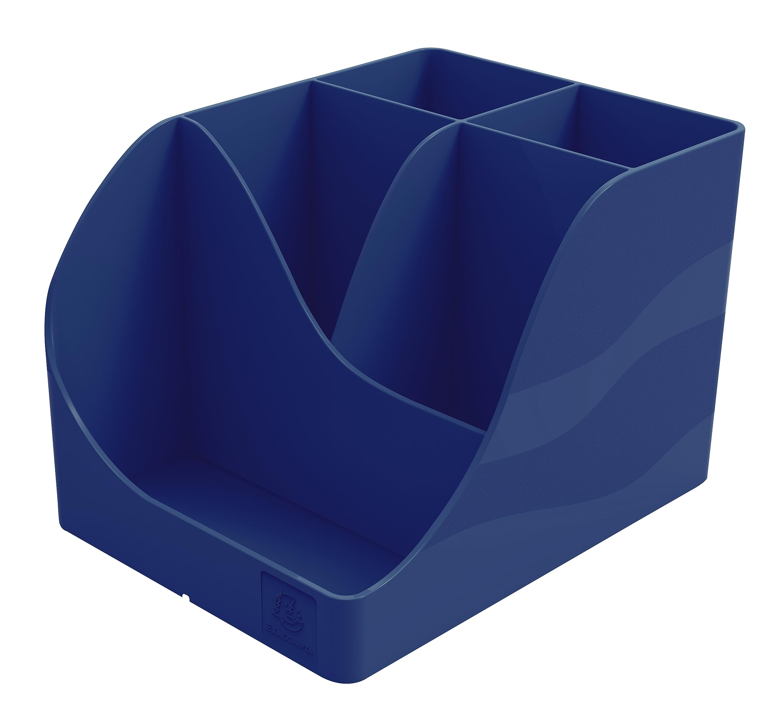 EXACOMPTA - Ref 69504D - 1 Pen-Wave Bee Blue Pencil Holder Navy Blue - 5 compartments - 4 high compartments for large utensils and 1 bottom compartment for small utensils