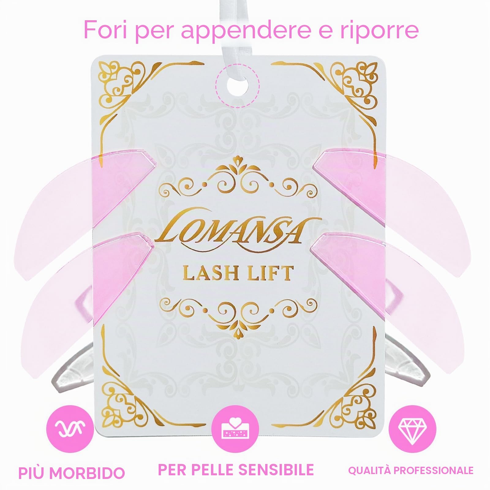 Bigodini Laminazione Ciglia, Bigodino per Ciglia Perm Pad, Solo per la Fase di Perm n. 1, Ultra Sottile e Appiccicosa, Molteplici Usi per il Salone (Rosa)