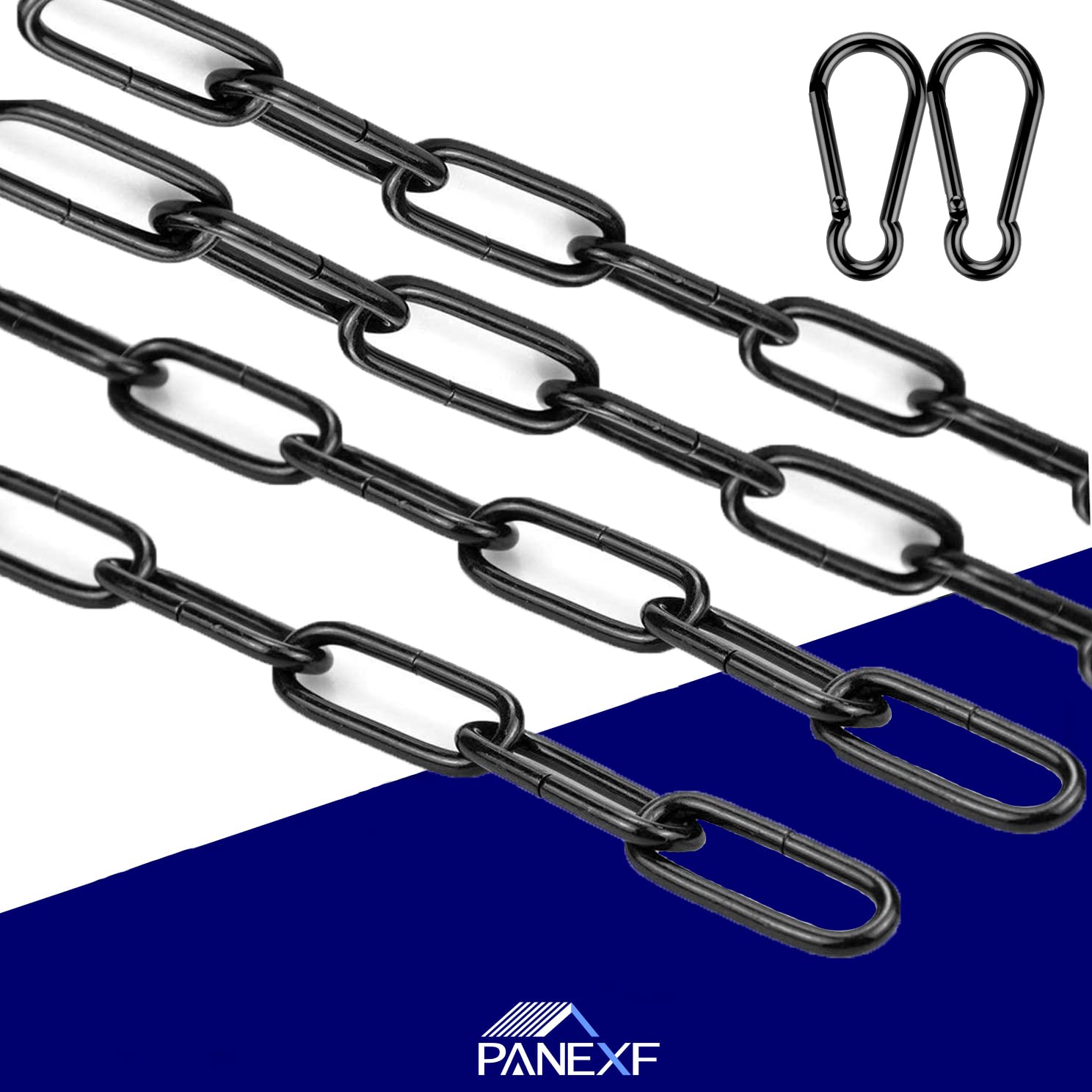 Panexf Strong extension chain for hanging chairs 2 pieces hanging chair chain diameter 5mm 100cm, black - Image 4