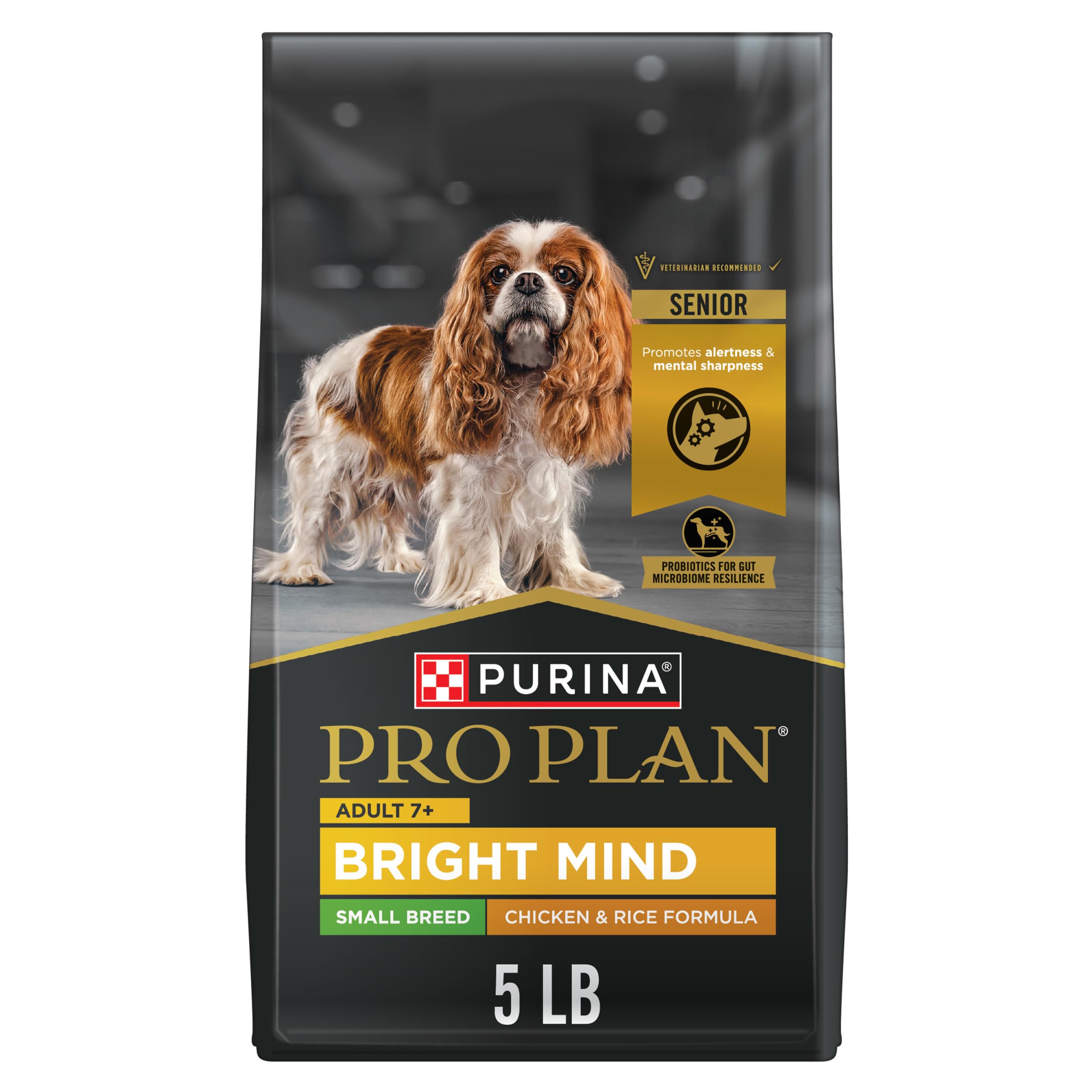 Purina Pro Plan Small Breed Senior Dog Food Bright Mind Seven Plus Chicken and Rice Formula - 5 Pound (Pack of 1)