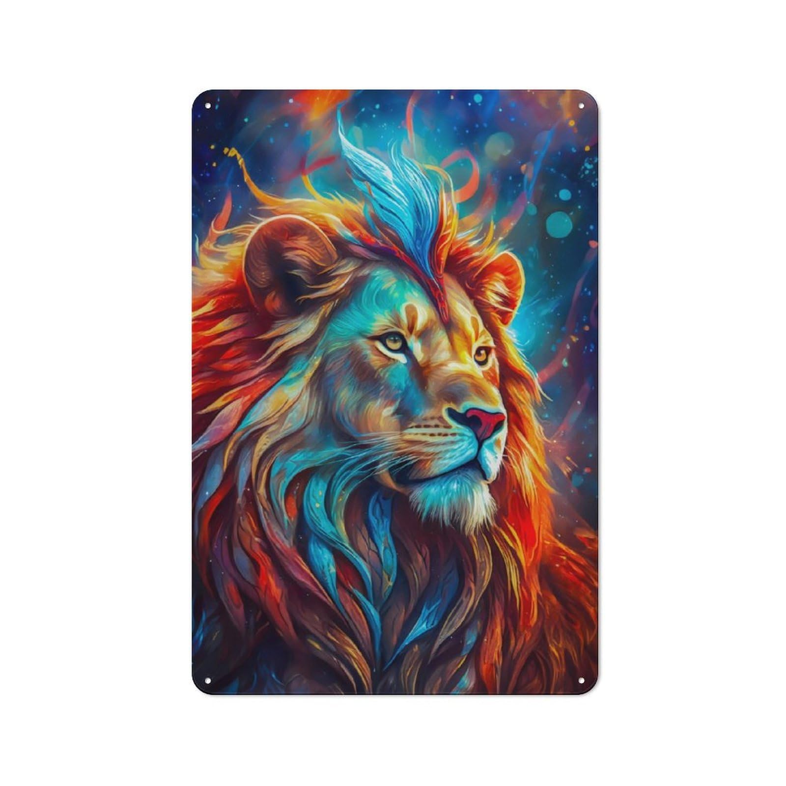 Junmoney Close Up Of Mystic Lion Country Farmhouse Metal Sign 30X20cm, Farmhouse Wall Decor For Dining Room, Cafe, Entryway Or Family Room