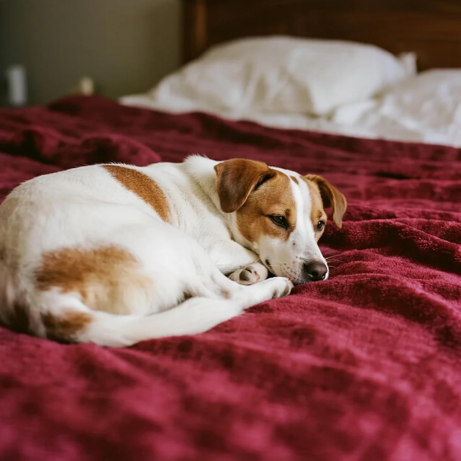 gogobunny Waterproof Bed Blanket, Reversible Sherpa Fleece Throw Blanket for Dog Puppy Cat, Furniture Cover Protects Bed Couch Sofa from Liquid Pee and Pet Fur (Romantic Red, 50x60 inches) - Image 6
