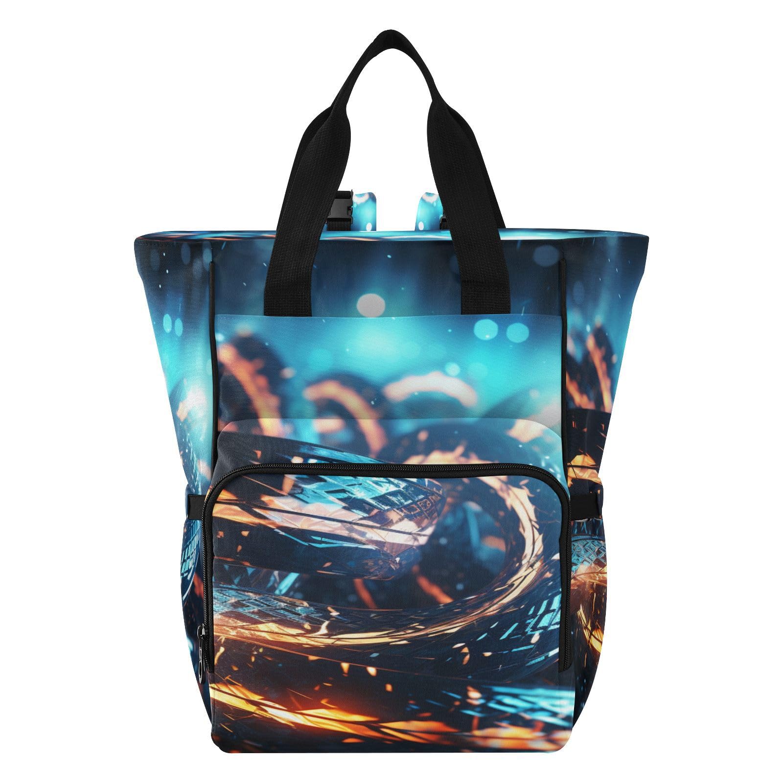 Serpientes Azules Fluido Brillante Mochilas de Pañales para Gran Capacidad Pañal Bolso Mochila para Viajar al Aire Libre Mamá y Papá