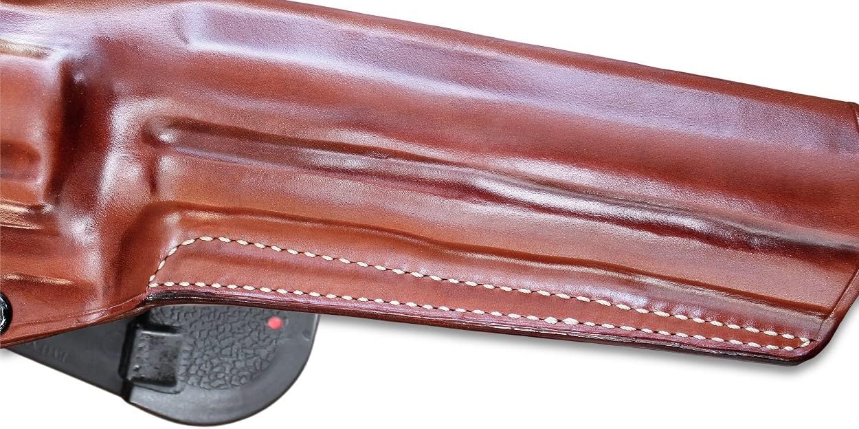 Masc OWB Leather Paddle Revolver Holster with Retention Strap, Fits Raging Bull .44 Mag/ 454 Casull 6.5-inch, Right Hand Draw Brown Color #1447#