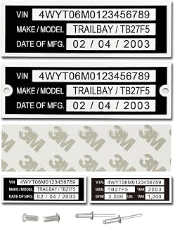 3-6 Days Fastest Delivery - Custom VIN Number Plates for Trailer, ID Plate Replacement, VIN Tags, Data TAG, Serial Number Tag Replaced, Homemade Model, Date MFG, GVWR for Trucks Boat