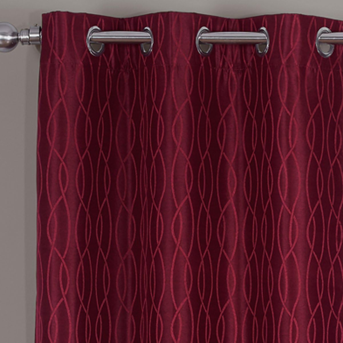 sheetsnthings Voyage 76-Inch Wide x 84-Inch Long, Jacquard Thermal Insulated Set of 2 Blackout Curtains, Burgundy