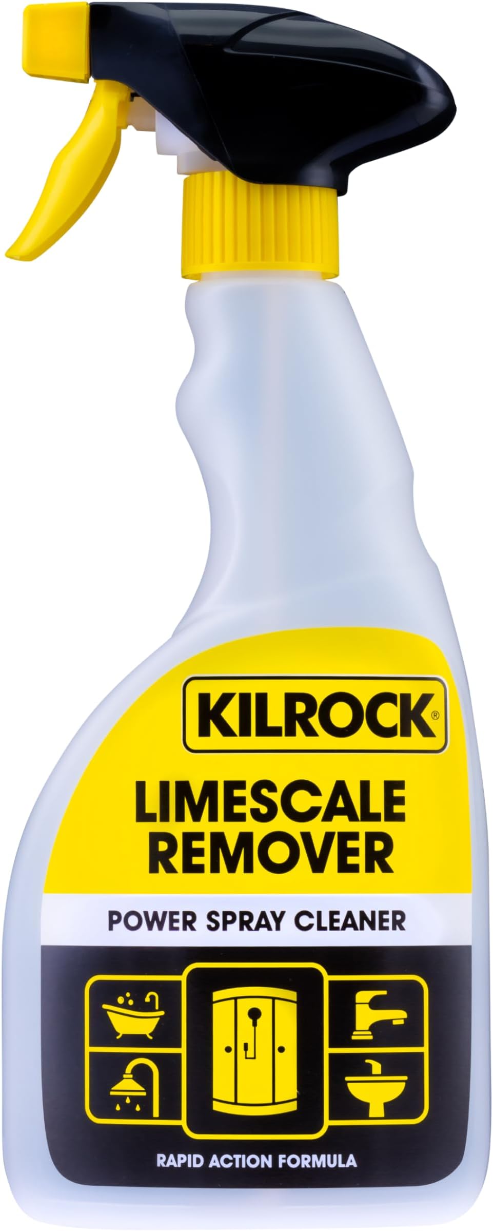 Kilrock Limescale Remover Power Spray Cleaner 500ml - Rapid Action Formula - 100% Limescale Removal, Destroys Hard Water Stains - Perfect for Bathrooms, Sinks, Shower Screens, Toilets, Baths.
