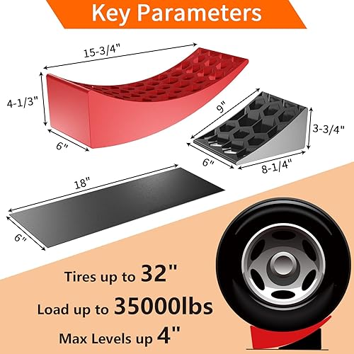 Miniatura 3 de OULEME Bloques de nivelación de RV, nivelador de remolque de campista, 2 paquetes para caravana de remolque, incluye 2 rampas niveladoras curvas, 2
