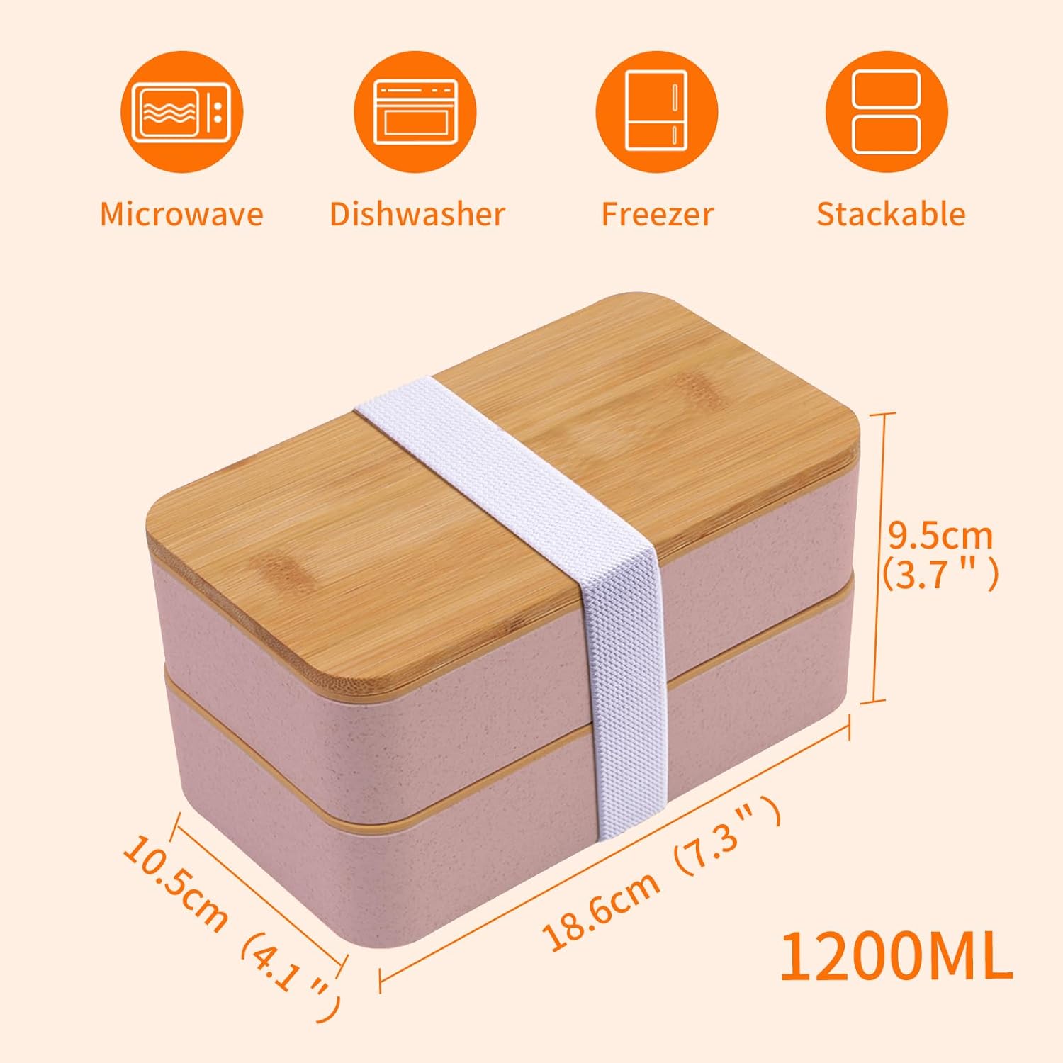 Bento Box Adult Lunch Box with Dividers, Pink, Plastic - Image 4